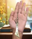 Golden Rune Sword Keychain | Antique Fantasy Curved Blade | Metal Warrior Weapon Replica | Premium Collectible Key Ring