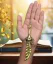 Golden Demon Edge Keychain | Dragon Horn Sword Replica | Antique Gold Fantasy Metal Key Ring