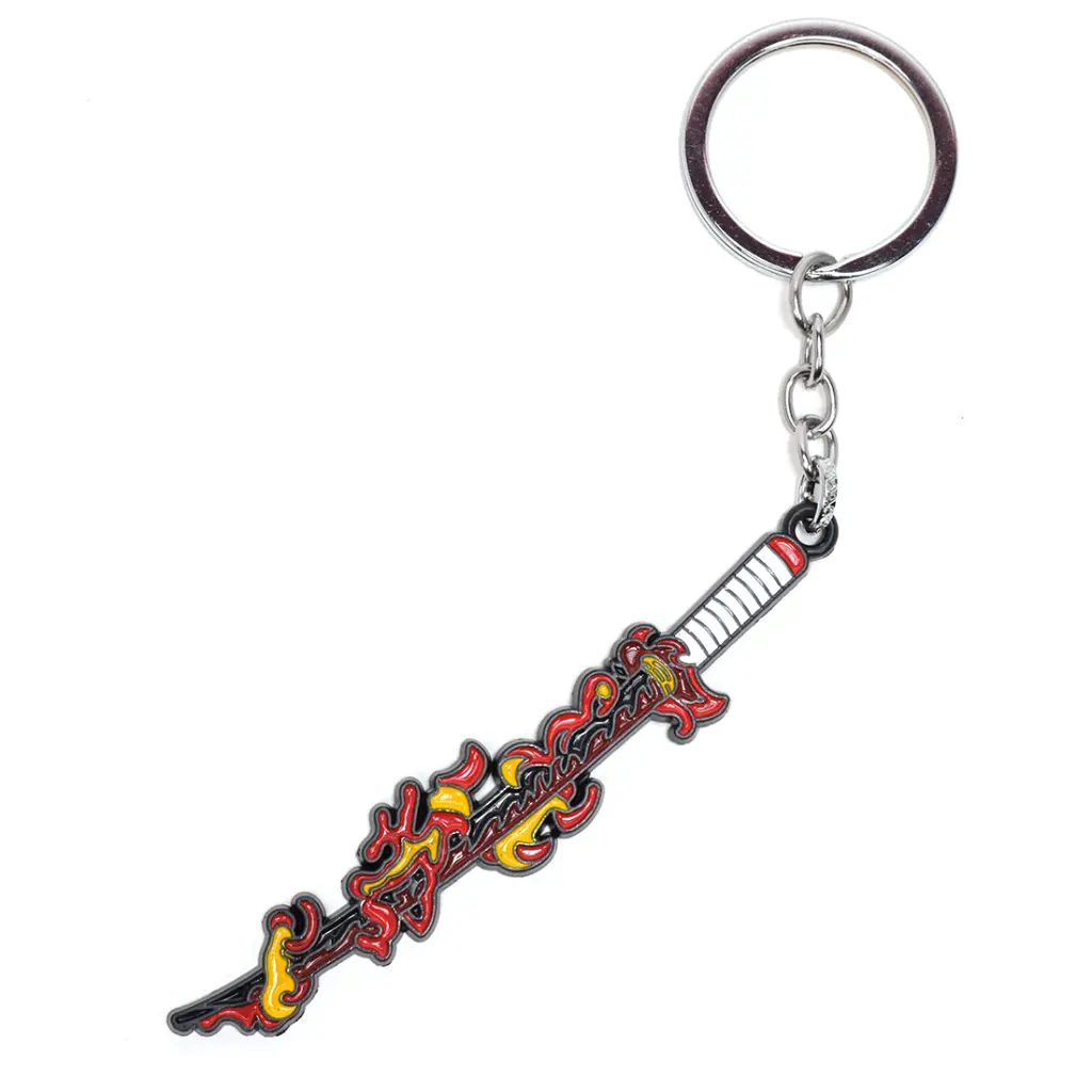 Flame Hashira Katana Keychain | Inspired by Demon Slayer Series | Fiery Sword Design | Metal Car & Bike Key Ring |