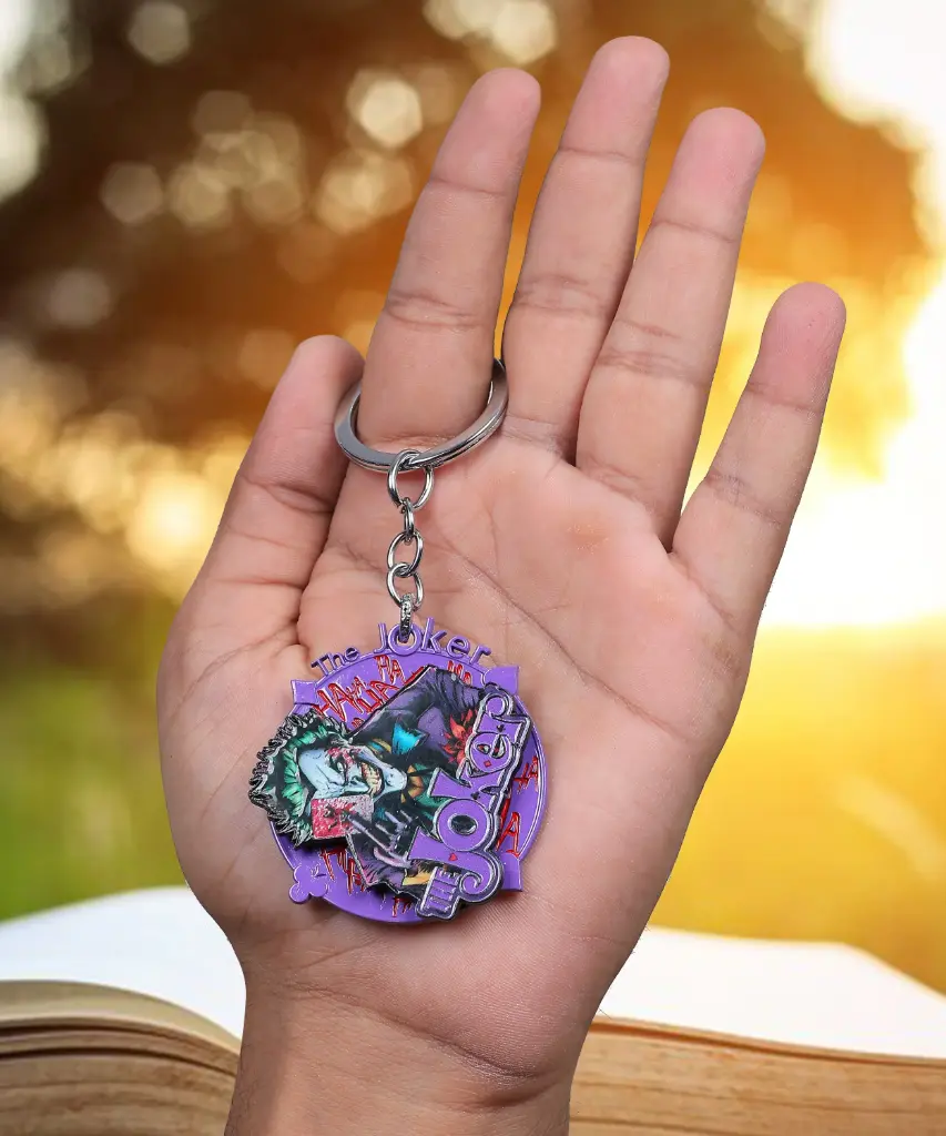 Laughing And Most Dangerous Villain With Card Rotating Keychain | Comic Villain Universe