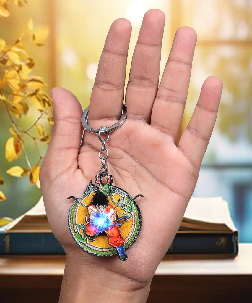 Goku Kamehame Rotating Metal keychain | Dragon ball Z Revolving Metal key rings 