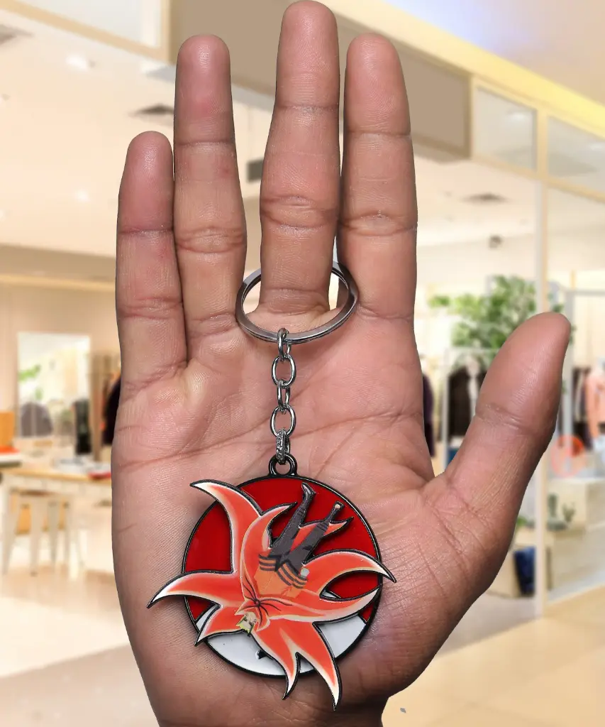 Nine-Tailed Power Mode Rotating Metal keychain | Naruto Anime Revolving Key rings 