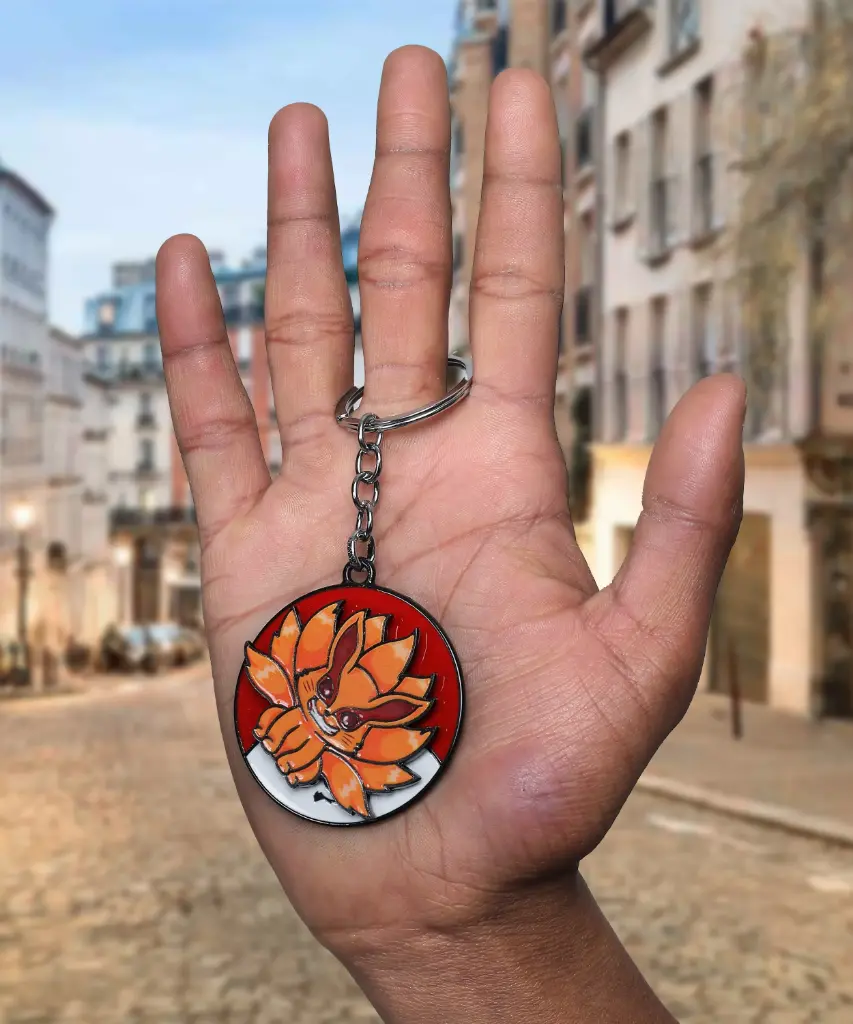 Nine-Tailed Beast Fox Rotating Metal keychain | Naruto Anime Revolving key rings 