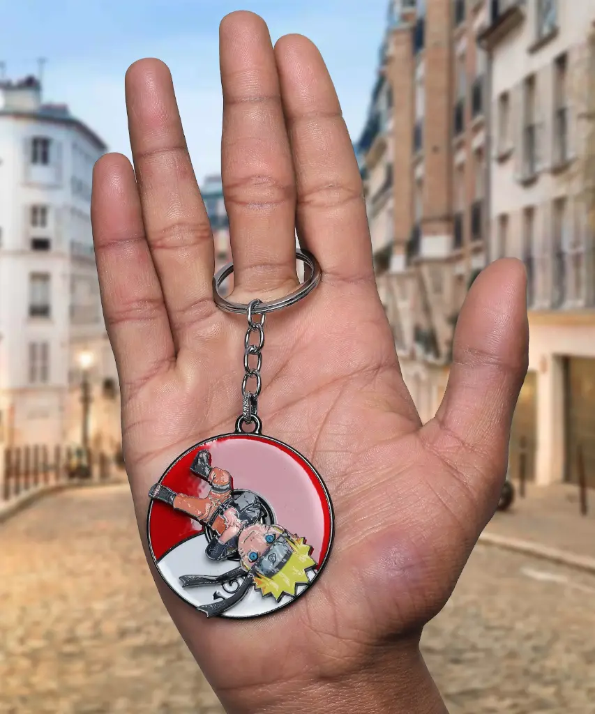 Standing Naruto Uzumaki Rotating Metal keychain | Naruto Anime Revolving Key rings 
