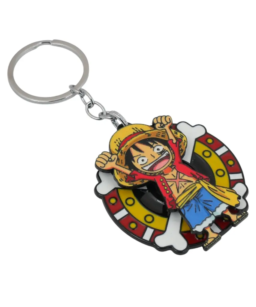 Monkey D. Luddy Standing New Style Smile Rotating Metal keychain | One Piece Anime Revolving key rings 