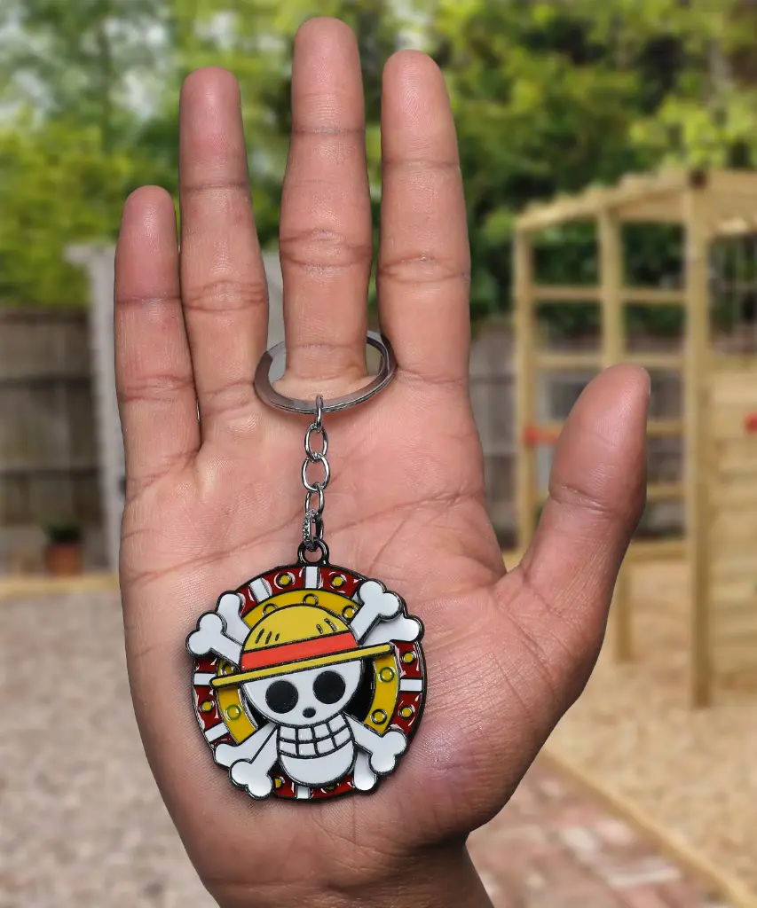 Straw Hat Pirates Jolly Roger One Piece Anime Logo Rotating Metal keychain | 