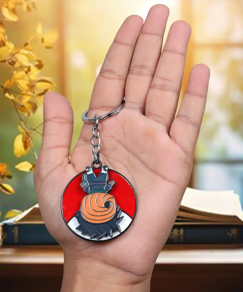 Tobi Obito orange mask Man Rotating Metal keychain | Naruto Anime Revolving key rings 