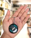 Gojo Sotaru Sitting With 2 Finger Up Rotating Metal Keychain | Jujutsu Kaisen Anime Revolving Key rings 