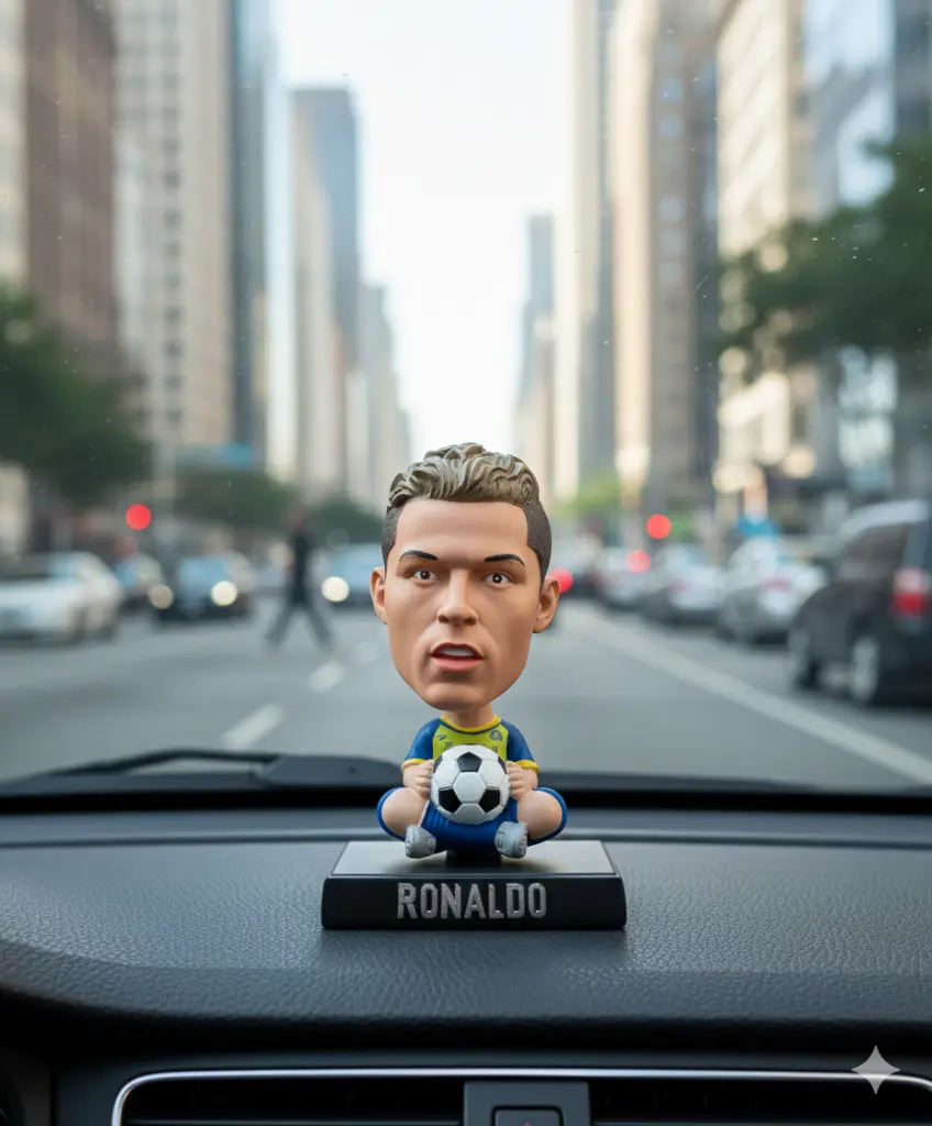 Ronaldo Blue Yellow Jersey Bobblehead | Desk & Car Dashboard Toy for Soccer Fans