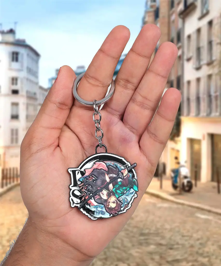 [Tanjiro With Nezuko Rotate] Tanjiro With Nezuko Rotating Metal keychain | Demon Slayer Revolving key rings 