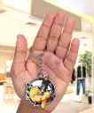 Thunder Strike Swordsman Bend Zenitsu Rotating Metal keychain | Demon Slayers Anime Revolving key rings 