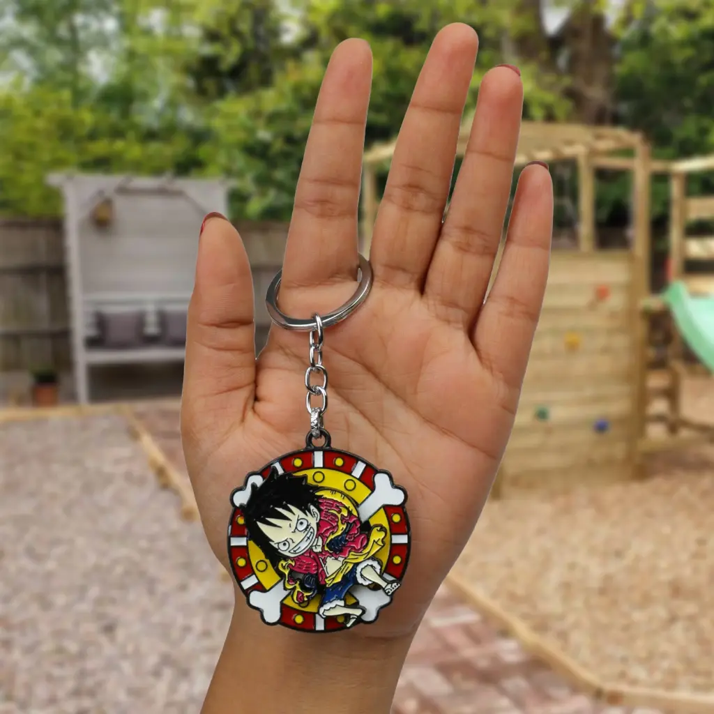 Angry Monkey D. Luffy One piece Anime Rotating Metal keychain | Anime Lover Collectible Key Rings 