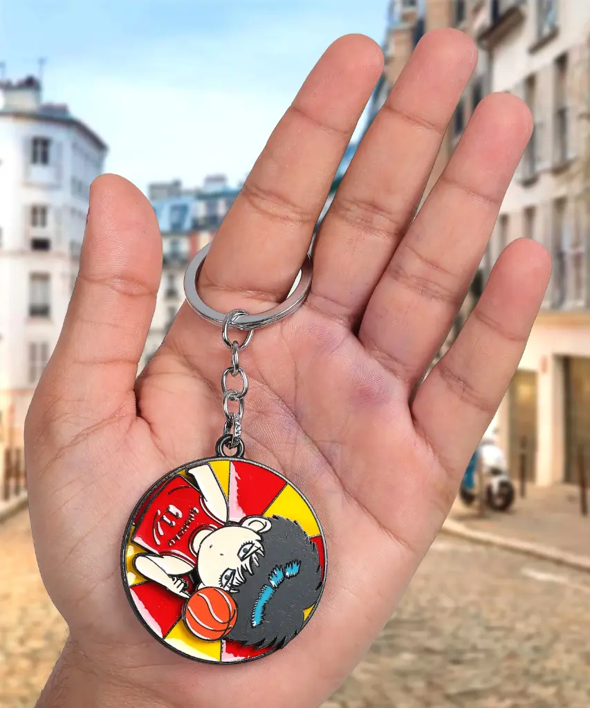 Kaede Rukawa Basketball Anime Rotating Metal keychain | Slam Dunk Anime Metal Revolving key rings 