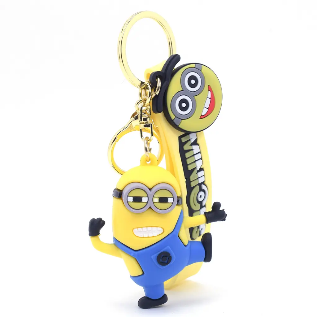 Minions In Dancing 3D keychain  | Premium Silicone Strap & Gold Keyring | Fun Character Keychain for Bags, Bikes & Gifts | Daiyamondo