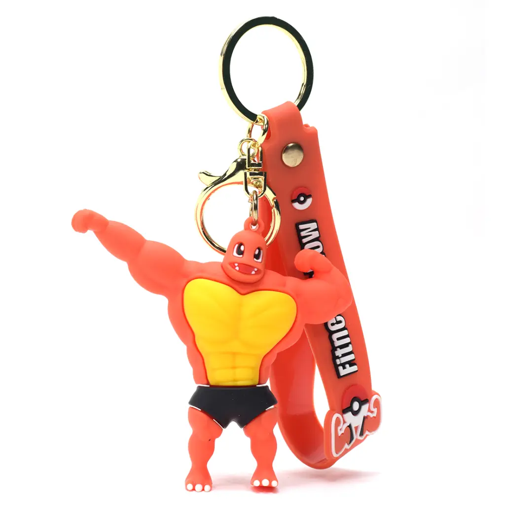 Body Builder Charmander Pokémon | Fire Pokémon 3D keychain |Fun Character Keychain for Bags, Bikes & Gifts | Daiyamondo