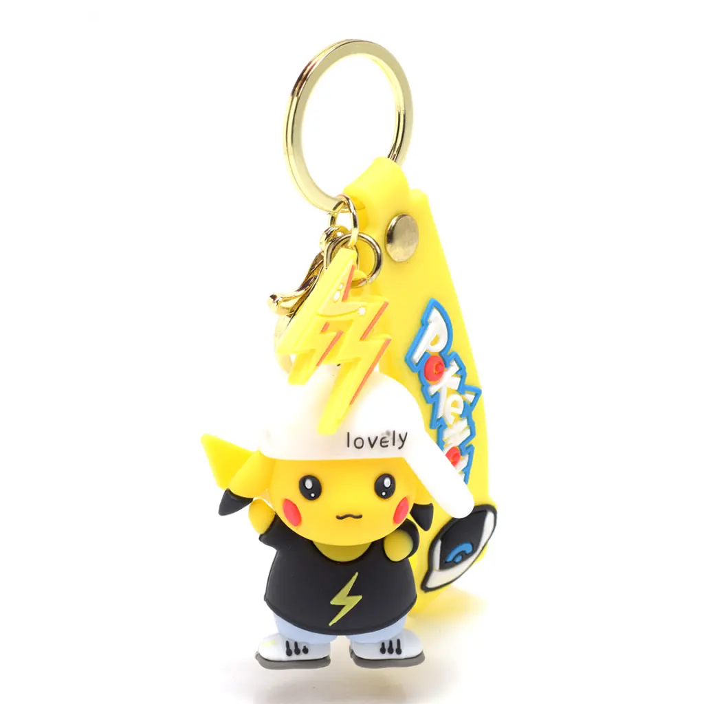 Pikachu In Black Jacket Pokémon Keychain | Cute Yellow Anime Character Keychain | Electric Style Gift for Pokémon Fans | Daiyamondo