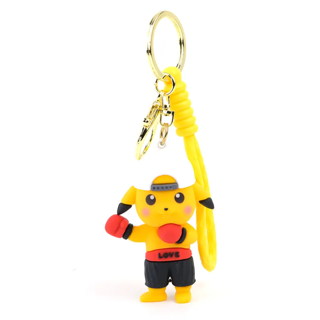 Cute Pikachu Skateboard Keychain | Pokémon Anime Figure Key Ring | Skater Style Bag Charm