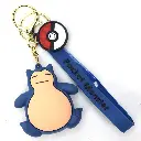 Sleeping Snorlax Key Holder with "Pocket Monster" Wrist Lanyard | Silicone Poké Ball Anime Bag Charm