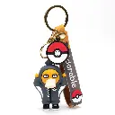 Streetwear Psyduck Keychain in Hoodie Jumpsuit | Adorable Pokémon Figure with Poké Ball Charm & Logo Strap