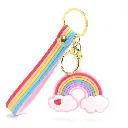 Vibrant Rainbow Silicone Keychain | Cloud & Heart Charm | Colorful Wrist Strap