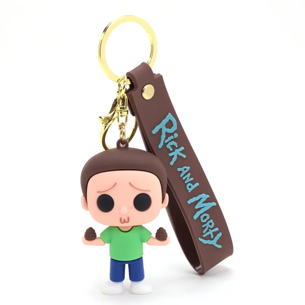 Morty Figure with Seeds Keychain | Rick and Morty Collectible Brown Logo Strap | Sci-Fi Cartoon Key Holder