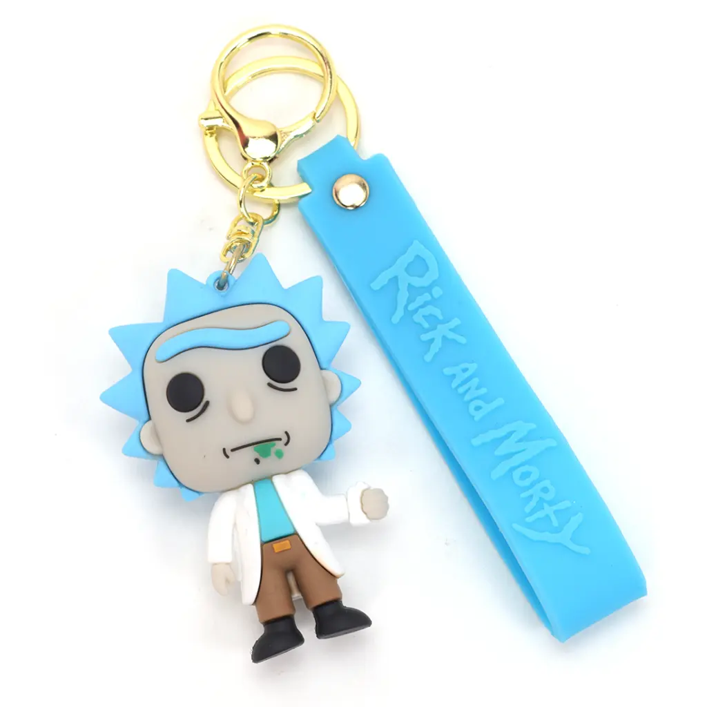 [Rick Doctor keychain] Rick Sanchez Figure Keychain - Rick and Morty Mad Scientist Accessory | Blue Logo Strap TV Show Key Ring