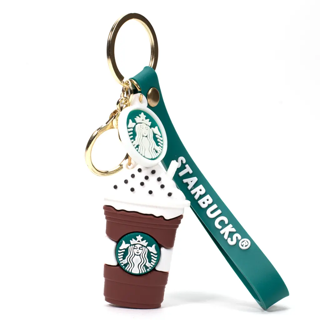 [Brown Coffee keychain] Starbucks Coffee Cup Keychain - Frappuccino Charm with Logo Wrist Strap | Cute Drink Accessory Key Ring