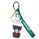 Starbucks Coffee Cup Keychain - Frappuccino Charm with Logo Wrist Strap | Cute Drink Accessory Key Ring