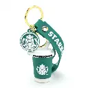 Starbucks Coffee Cup Keychain - Iced Drink Charm with Siren Logo & Green Wrist Strap | Cute Accessory Key Ring
