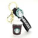 Starbucks Coffee Cup Keychain - Brown Espresso Drink Charm with Siren Logo & Black Wrist Strap