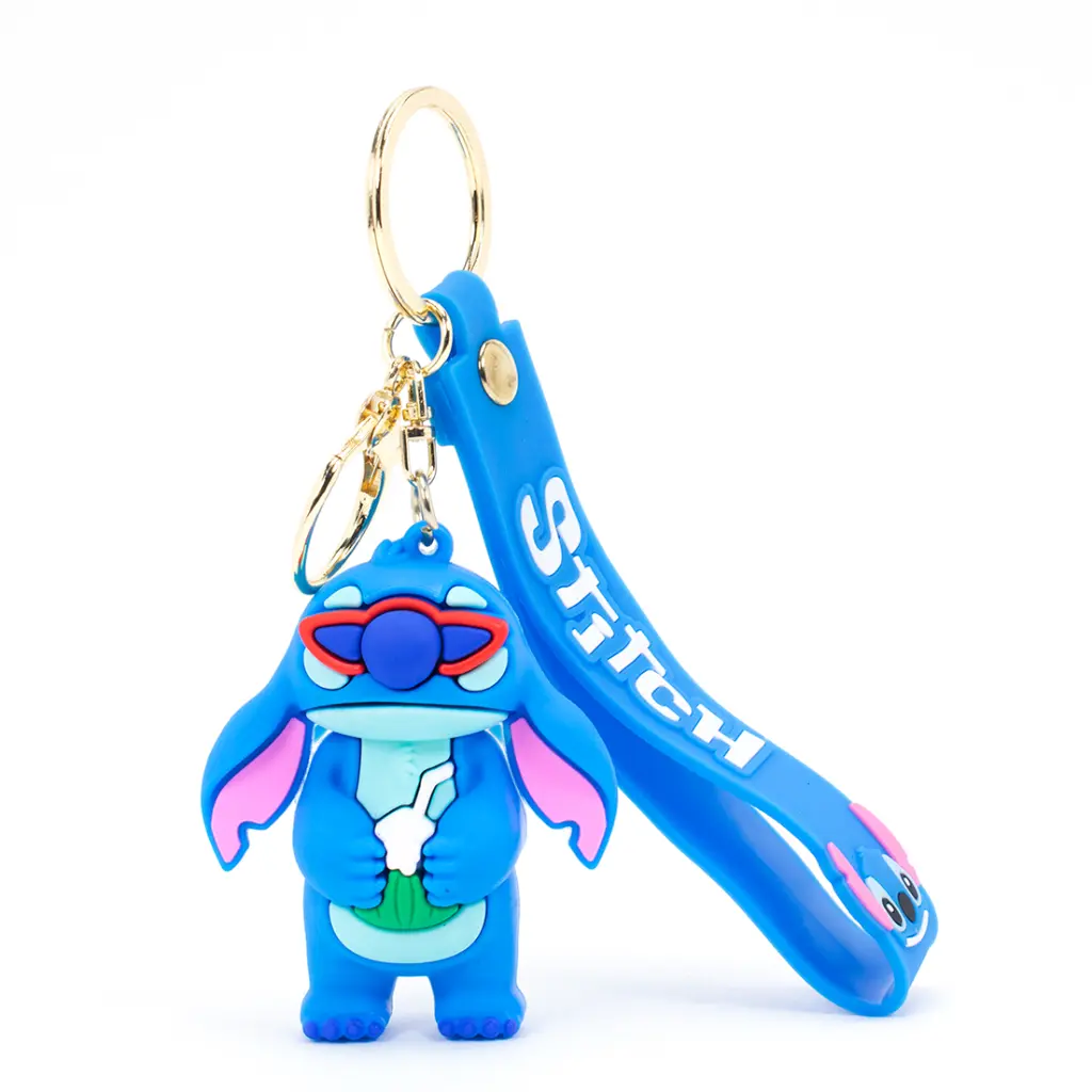 [Stitch With Coconut] Cool Stitch Figure Keychain in Sunglasses | Silicone Logo Strap & Cartoon Bag Charm | Experiment 626 Gift