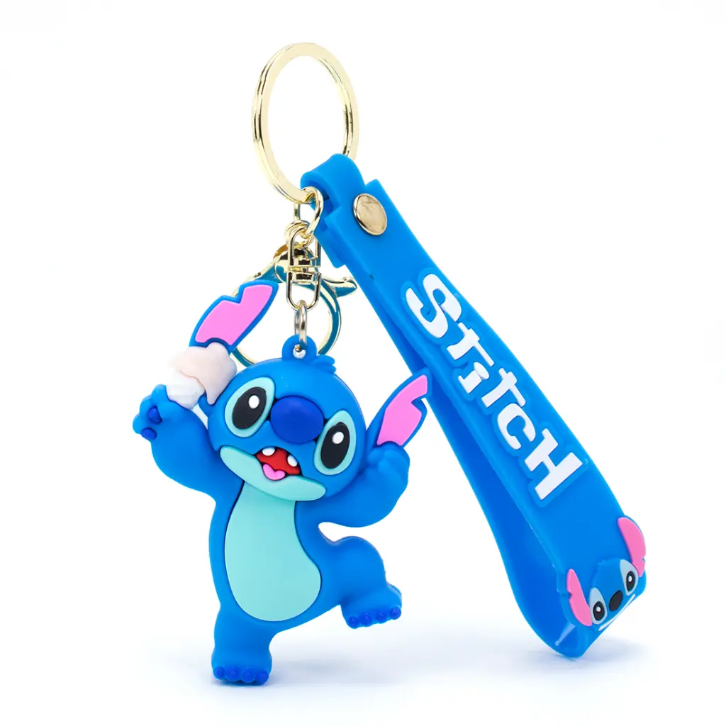 Stitch Figure Keychain with Torch/Light Stick | Disney Lilo & Stitch Alien Accessory with Blue Logo Strap