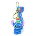 Adorable Stitch Figure with Scrump Doll on Head | Lilo & Stitch Logo Strap with Bow Charm | Kawaii Disney Collectible