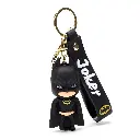 Batman Figure Keychain with Joker Logo Strap | DC Comics Superhero Accessory & Bell Charm | Dark Knight Collectible