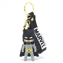Grey & Black Batman Figure Keychain | Superhero Logo Wrist Strap | Comic Book Fan Key Holder