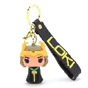 Lady Loki Figure Key Ring with Horned Headdress | Black Silicone Wrist Strap & TVA Series Collectible