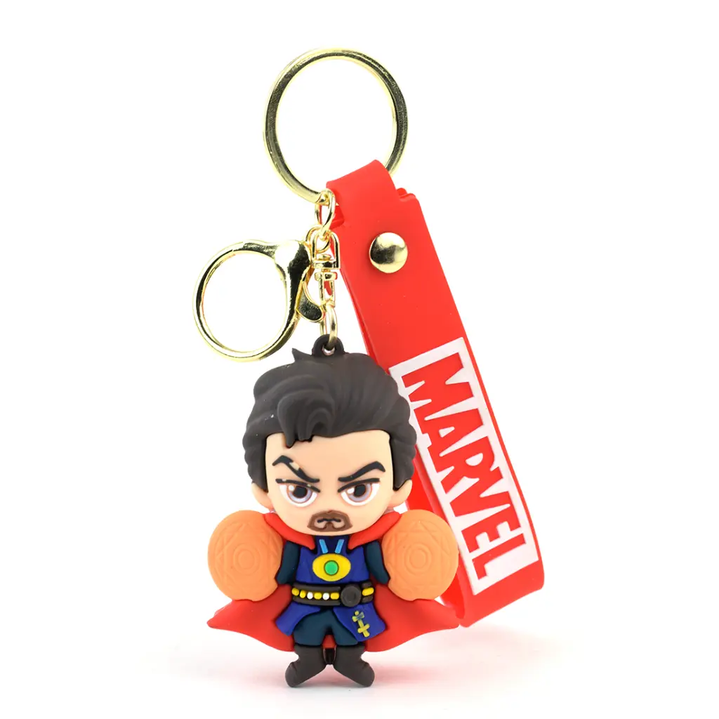 Doctor Strange Casting Spell Keychain | Red Cloak Hero with MARVEL Silicone Strap | Multiverse Fan Key Ring