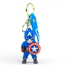 Captain America Figure Keychain with Shield | MARVEL Avengers Hero Accessory on Blue Logo Strap | First Avenger Collectible