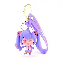 Purple Vocaloid Style Keychain - Anime Music Note Figure with Pigtails | Cute Logo Strap Accessory Key Ring