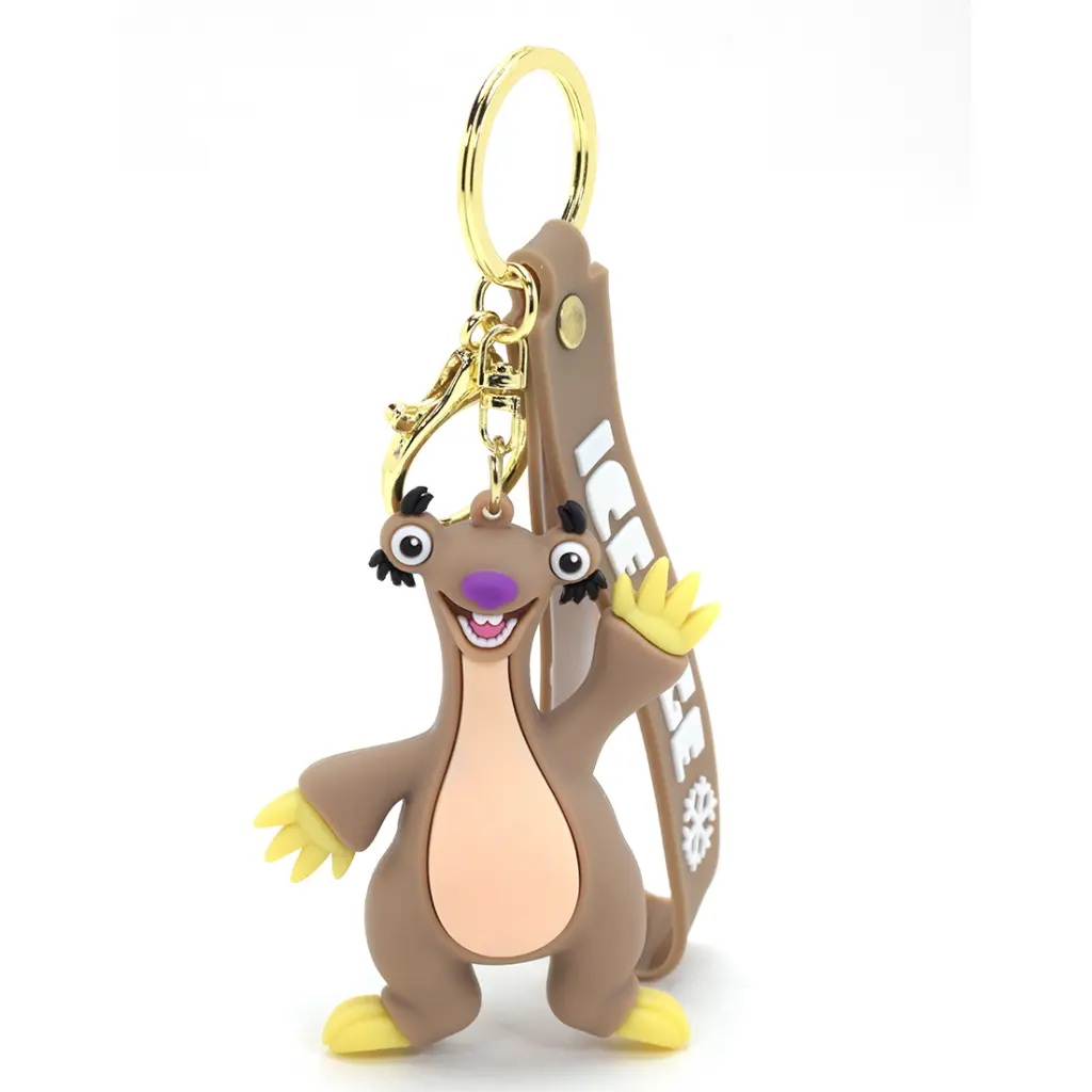 Sid the Sloth Figure Keychain - ICE AGE Movie Accessory with Logo Wrist Strap | Cartoon Character Key Ring