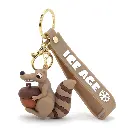 Scrat Squirrel Keychain with Acorn | Ice Age Movie Figure Accessory on Logo Wrist Strap | Funny Cartoon Key Ring