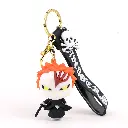 Hollow Mask Ichigo Keychain - Bleach Anime Figure with Zanpakuto | Skull Charm Accessory & Black Logo Strap