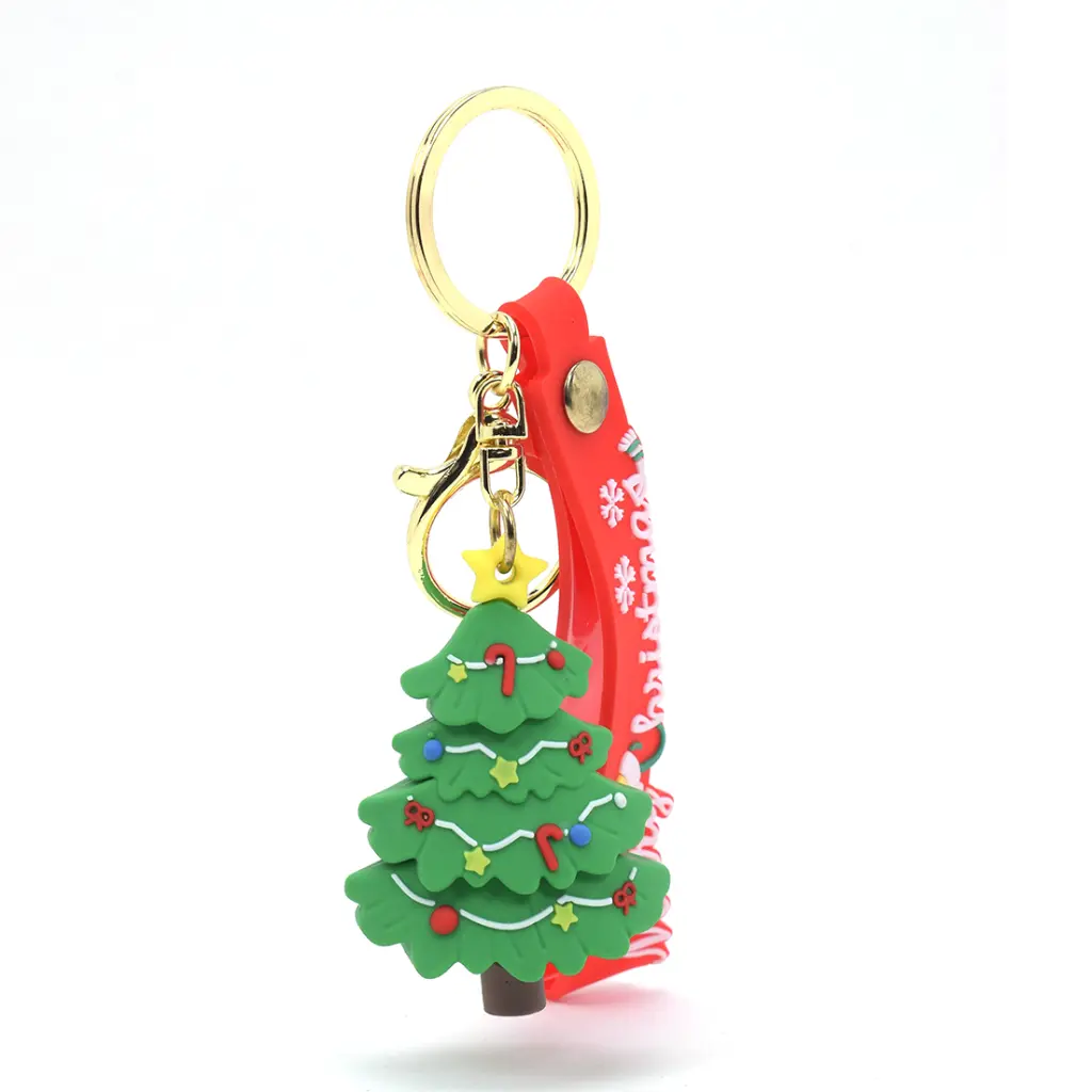 Christmas Tree Keychain - Merry Christmas Logo Strap Accessory | Festive Holiday Charm & Key Ring Gift