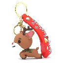 Reindeer Figure Keychain with Red Nose | Merry Christmas Logo Strap Accessory | Festive Holiday Gift & Key Ring Charm