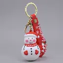 Snowman Figure Keychain with Santa Hat | Merry Christmas Logo Strap Accessory | Festive Holiday Gift & Key Ring Charm