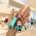Fat Tanjiro Kamado Figure Keychain - Demon Slayer Anime Accessory with Haori Pattern | Teal Logo Strap Collectible
