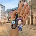 Shinobu Kocho New style Figure Keychain - Demon Slayer Anime Insect Hashira Accessory on Black Braided Strap | Collectible Key Ring