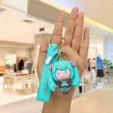 Green fat Hatsune Miku Figure Keychain - Vocaloid Anime Accessory with Turquoise Pigtails | Music Note Logo Strap Key Ring