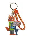Couple Nick & Judy Keychain - Disney Zootopia Figure with Fox & Bunny Hug | Braided Loop Strap Accessory Key Ring