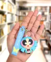 Bubbles Figure Keychain - The Powerpuff Girls Accessory on Blue Logo Strap | Cartoon Network Collectible Key Ring